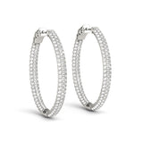 Lab Grown Diamond Oval Shaped Pavé Vault Lock Hoop Earrings