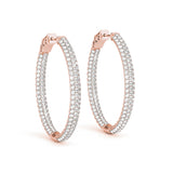 Lab Grown Diamond Oval Shaped Pavé Vault Lock Hoop Earrings