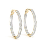 Natural Diamond Oval Shaped Pavé Vault Lock Hoop Earrings