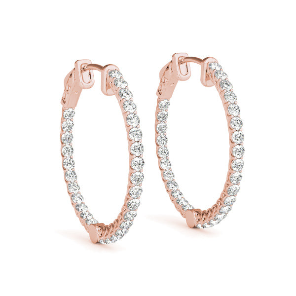 Natural Diamond Round Shaped Inside-Out Hoop Earrings