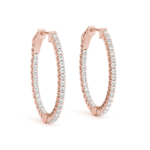 Lab Grown Diamond Inside-Outside Oval Trellis Vault Lock Hoop Earrings