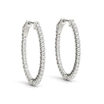 Natural Diamond Inside-Outside Oval Trellis Vault Lock Hoop Earrings