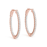 Natural Diamond Inside-Outside Oval Trellis Vault Lock Hoop Earrings