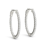 Natural Diamond Inside-Outside Oval Trellis Vault Lock Hoop Earrings