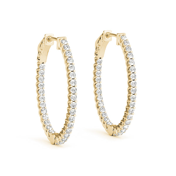 Lab Grown Diamond Inside-Outside Oval Trellis Vault Lock Hoop Earrings