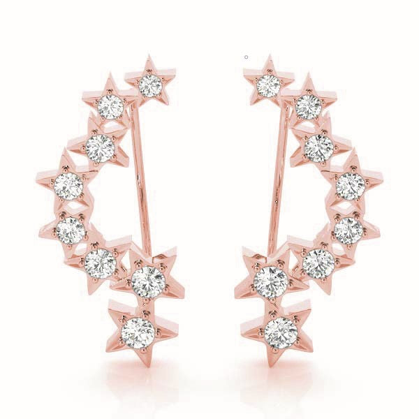 Natural Diamond Star Ear Climbers
