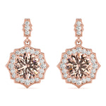 Natural Diamond Vintage-Inspired Halo Drop Earrings