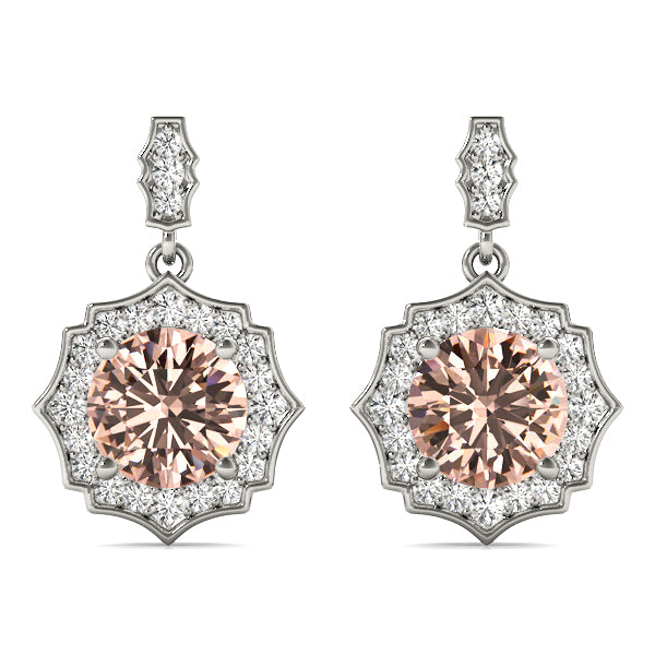 Natural Diamond Vintage-Inspired Halo Drop Earrings