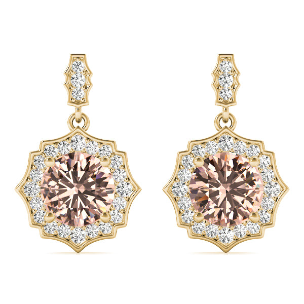 Natural Diamond Vintage-Inspired Halo Drop Earrings
