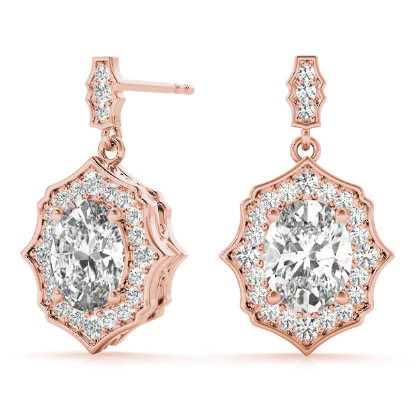 Oval Scalloped Halo Earrings