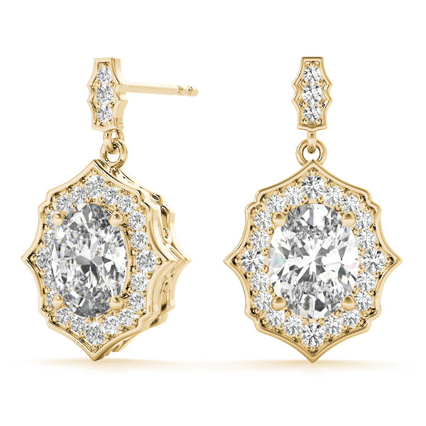 Oval Scalloped Halo Earrings