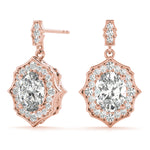 Oval Scalloped Halo Earrings