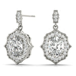 Oval Scalloped Halo Earrings