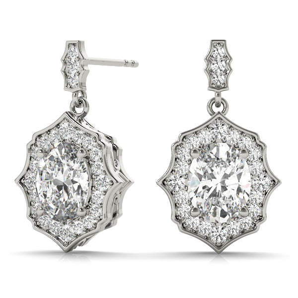 Oval Scalloped Halo Earrings