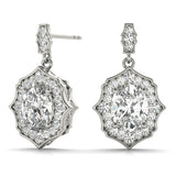 Oval Scalloped Halo Earrings
