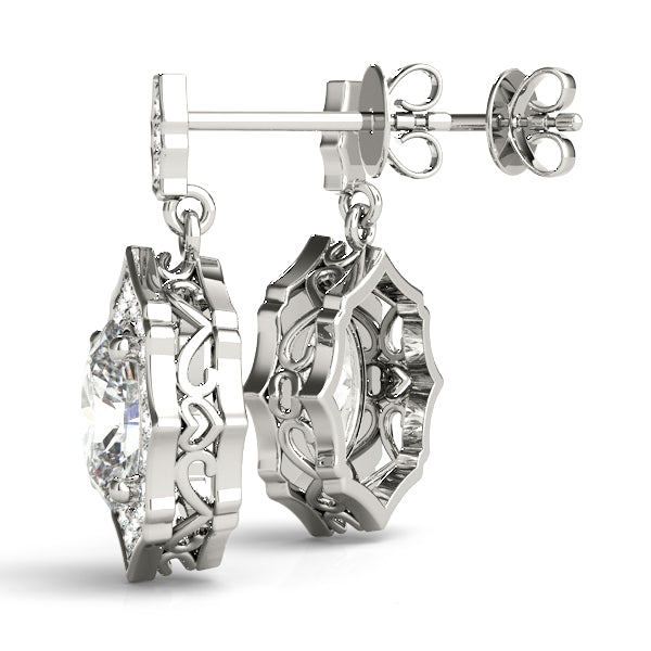 Oval Scalloped Halo Earrings