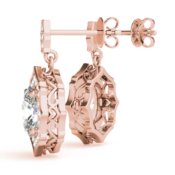Lab Grown Oval Scalloped Halo Earrings
