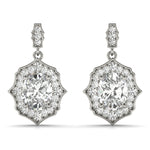 Natural Diamond Oval Scalloped Halo Earrings