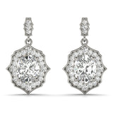 Natural Diamond Oval Scalloped Halo Earrings