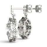 Lab Grown Oval Scalloped Halo Earrings
