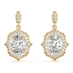 Natural Diamond Oval Scalloped Halo Earrings