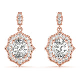 Natural Diamond Oval Scalloped Halo Earrings