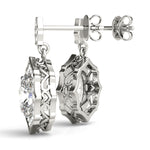 Lab Grown Oval Scalloped Halo Earrings