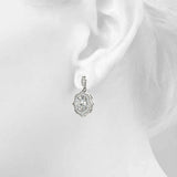 Lab Grown Oval Scalloped Halo Earrings