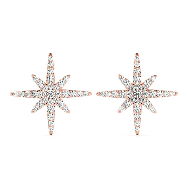 Natural Diamond Star Shape Cluster Fashion Earrings
