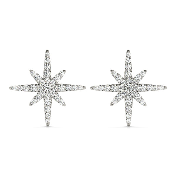 Natural Diamond Star Shape Cluster Fashion Earrings