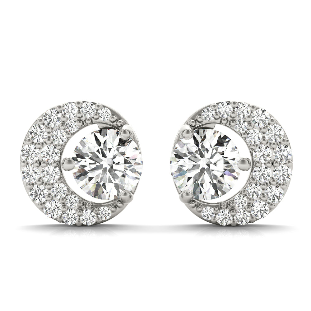 Natural Diamond Fashion Half Moon Stud Earrings