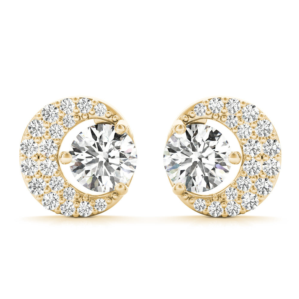 Natural Diamond Fashion Half Moon Stud Earrings