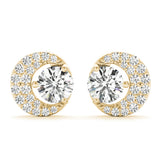 Natural Diamond Fashion Half Moon Stud Earrings
