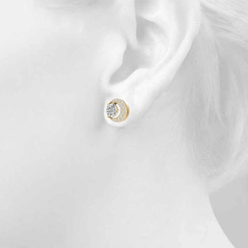 Lab Grown Fashion Half Moon Stud Earrings