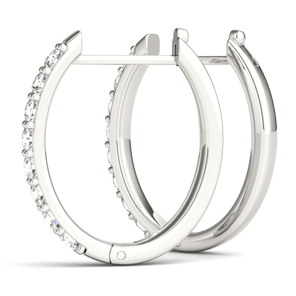 Lab Grown Shared-Prong Hoop Earrings