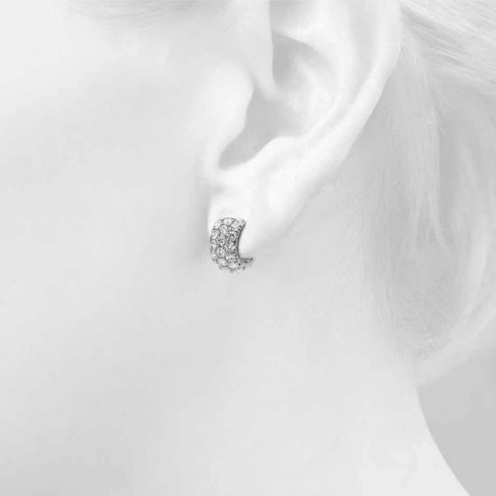 Lab Grown 3-Row Huggie Earrings
