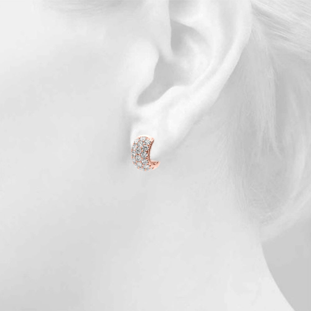 Lab Grown 3-Row Huggie Earrings