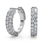 Lab Grown Diamond Double Row Pavé Vault Lock Hoop Earrings