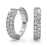 Lab Grown Diamond Double Row Pavé Vault Lock Hoop Earrings