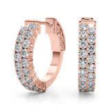 Lab Grown Diamond Double Row Pavé Vault Lock Hoop Earrings