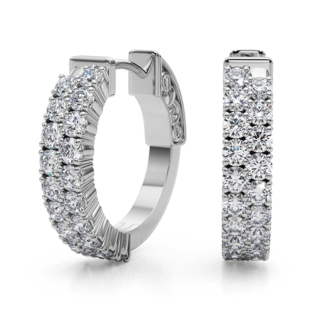 Lab Grown Diamond Double Row Pavé Vault Lock Hoop Earrings