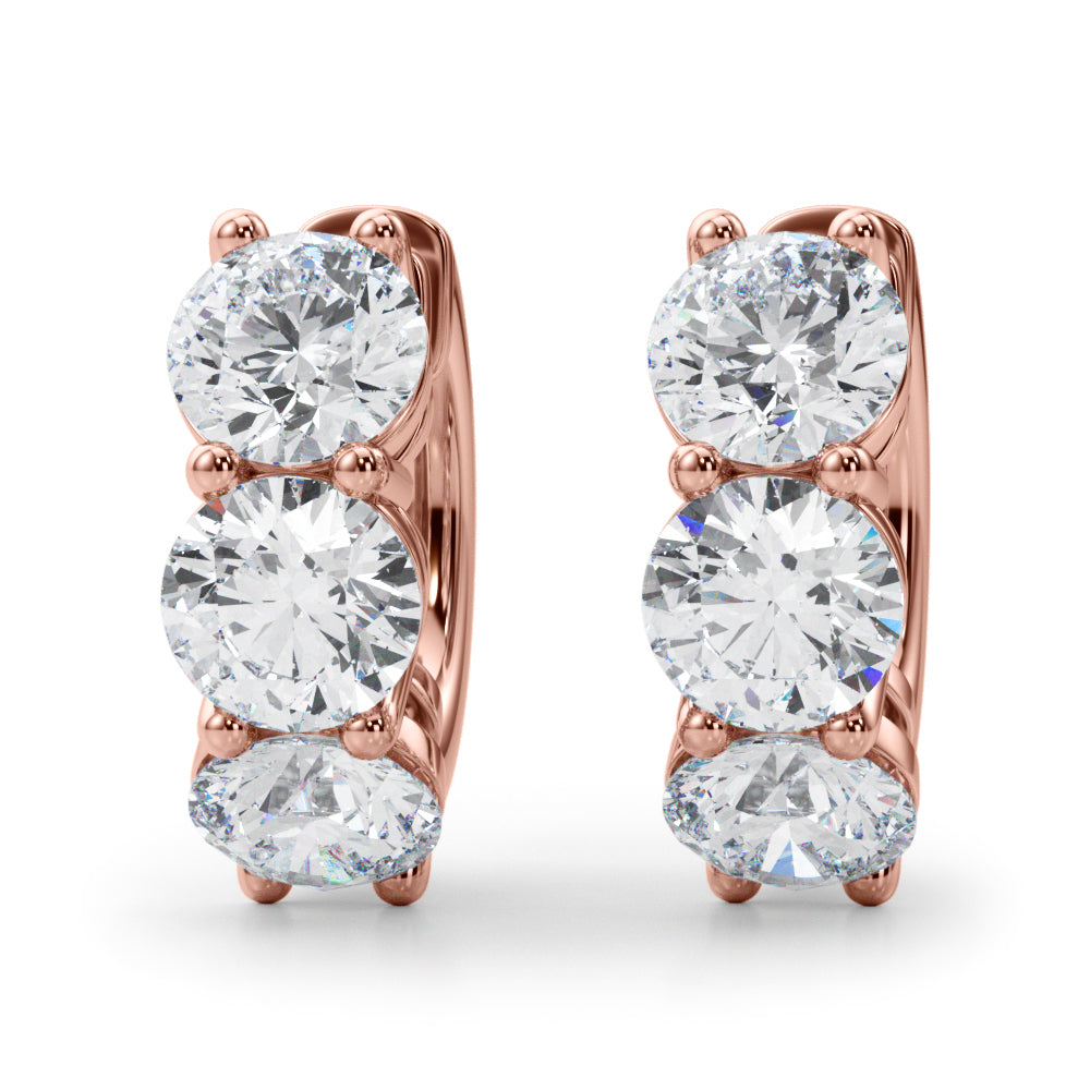 Natural Diamond 3-Stone Huggies