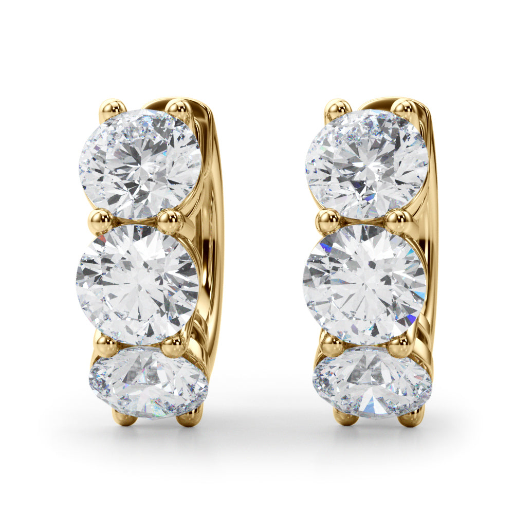 Natural Diamond 3-Stone Huggies