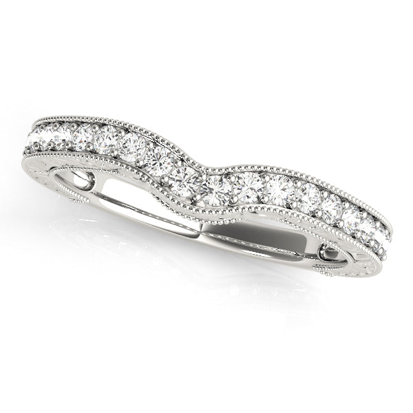 Lab Grown Diamond Milgrained Curved Wedding Band