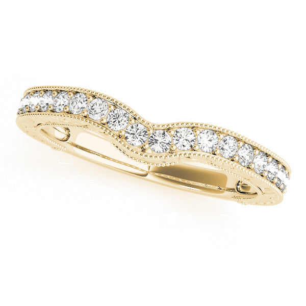 Lab Grown Diamond Milgrained Curved Wedding Band