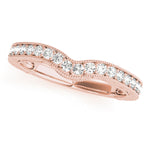 Natural Diamond Milgrained Curved Wedding Band