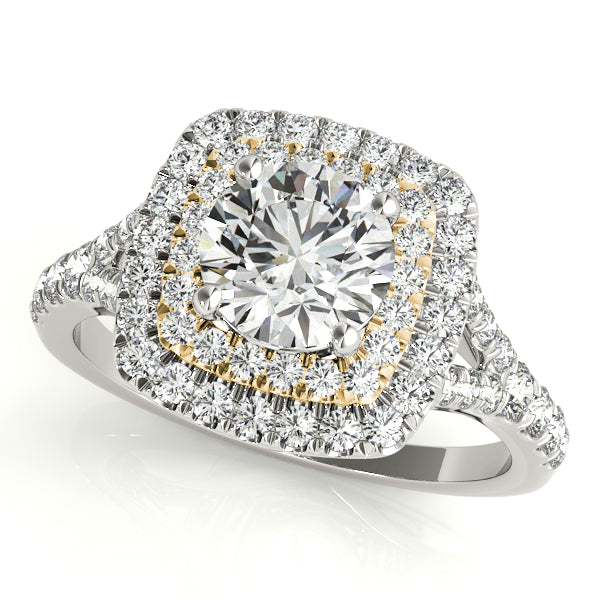 Lab Grown Diamond Double Halo Round Split-Shank Engagement Ring
