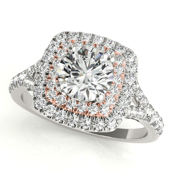 Lab Grown Diamond Double Halo Round Split-Shank Engagement Ring