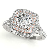 Lab Grown Diamond Double Halo Round Split-Shank Engagement Ring