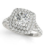 Lab Grown Diamond Double Halo Round Split-Shank Engagement Ring